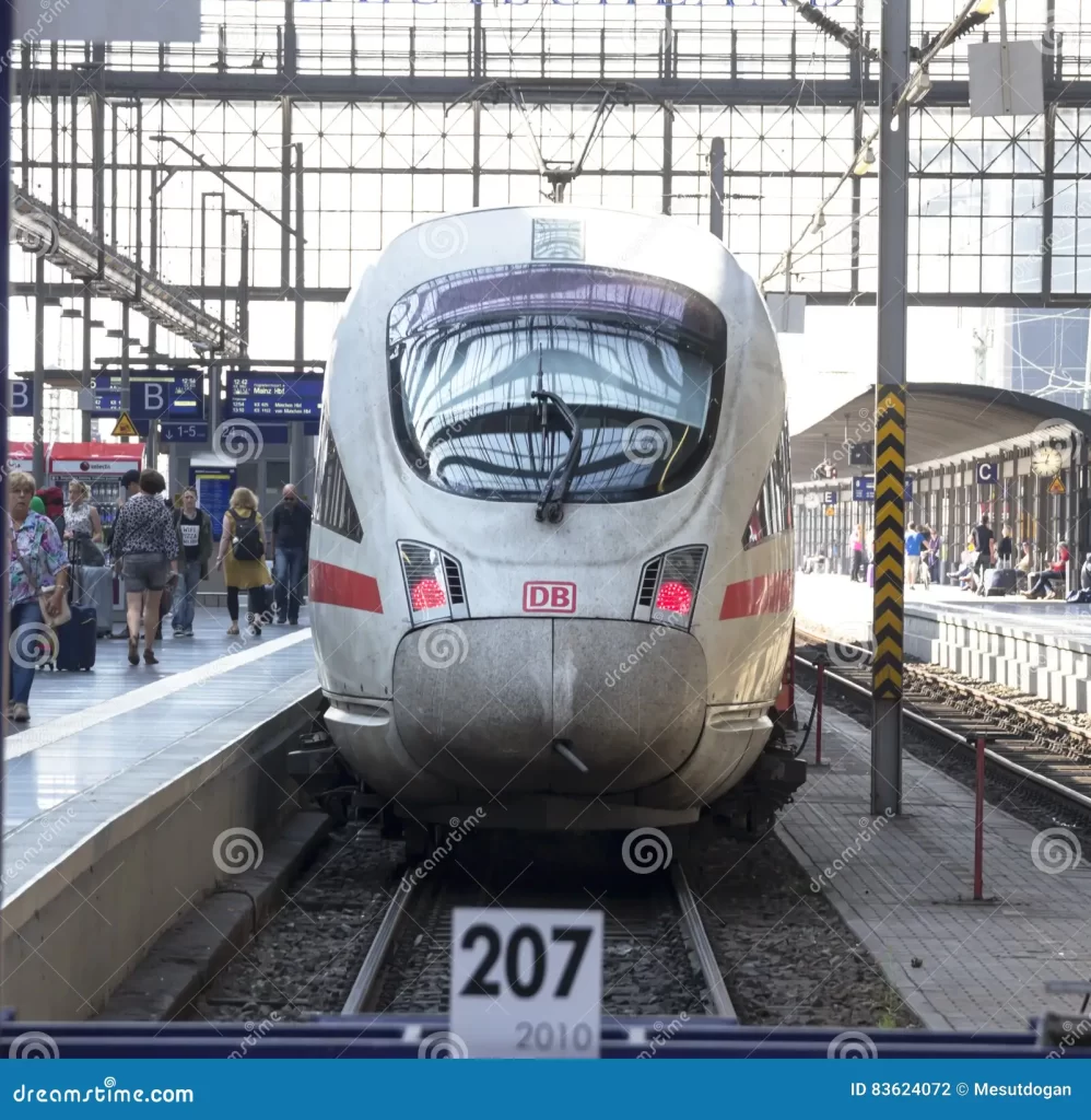 High-speed TGV train boarding in Frankfurt, headed to Paris.