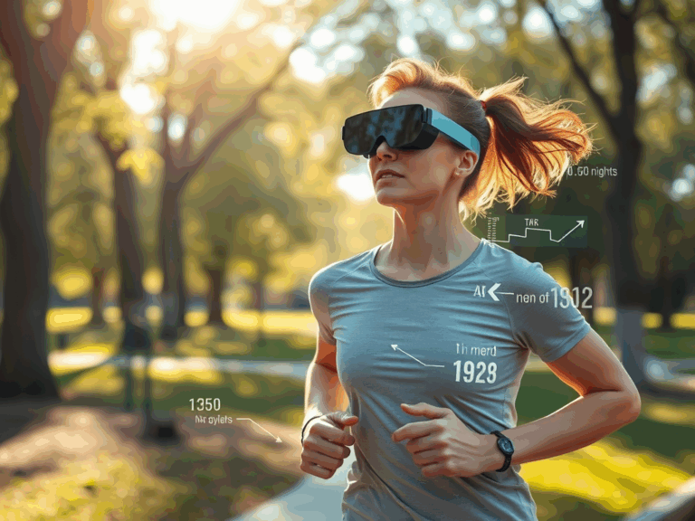 Person using AR glasses during a fitness workout