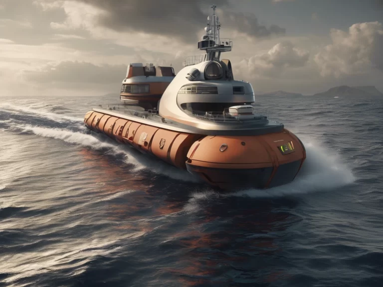 Deck view of an AI-powered autonomous boat outfitted with instruments