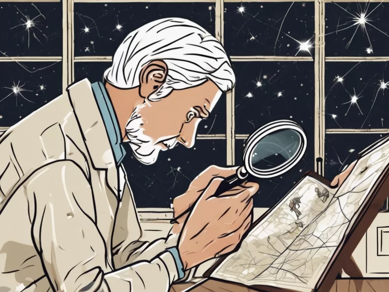 A curious mind exploring a tiny object through a magnifying glass