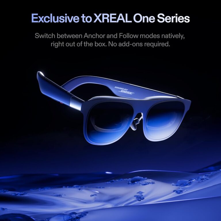 AI smart glasses on a desk with subtle digital interface reflections